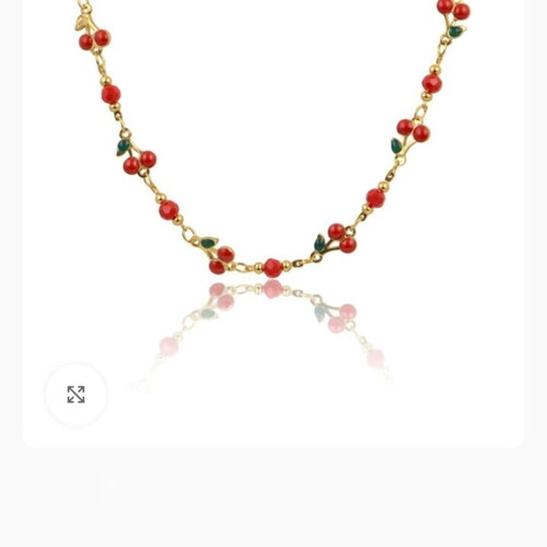 Cherries necklace and bracelet set new, red and gold