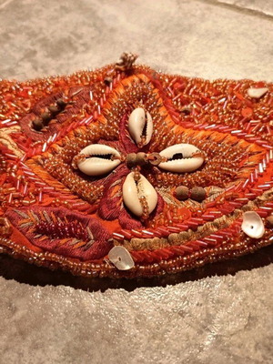 Orange belt with shells and beads new