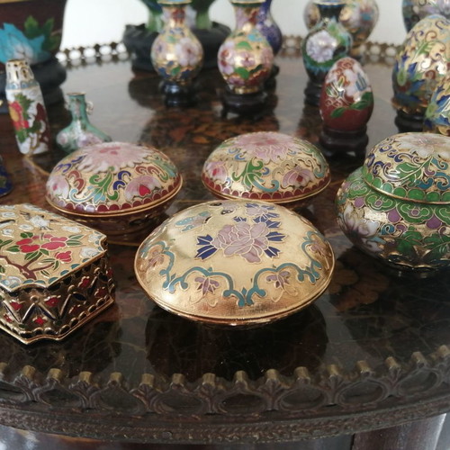 Cloisonne Chinese Art Decorations used, set of 24 pieces