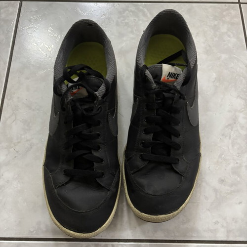 Nike Court Royale sneakers used, black with grey Swoosh and neon insole