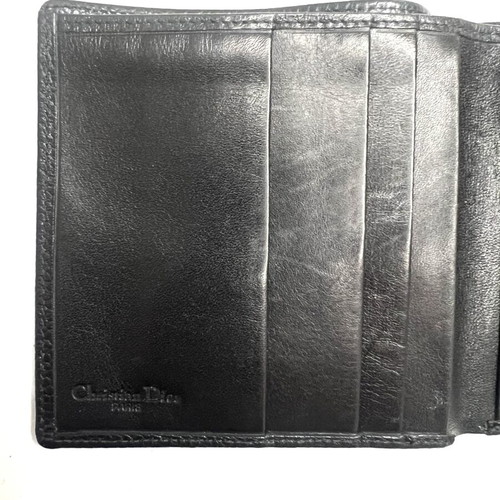 Christian Dior vintage mini leather flap wallet used, black