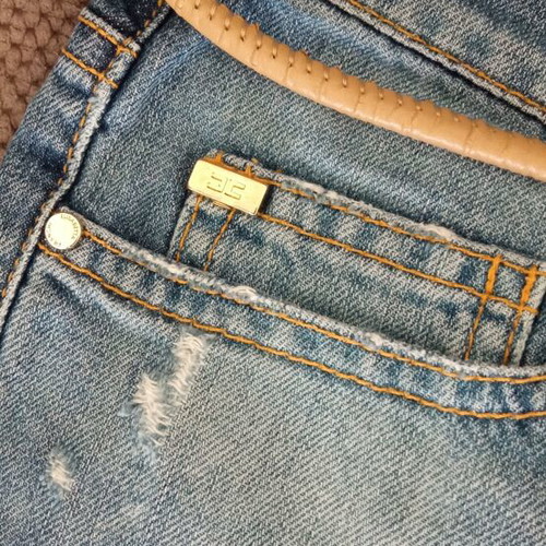 Elisabetta Franchi denim shorts size 26 with belt like new, blue