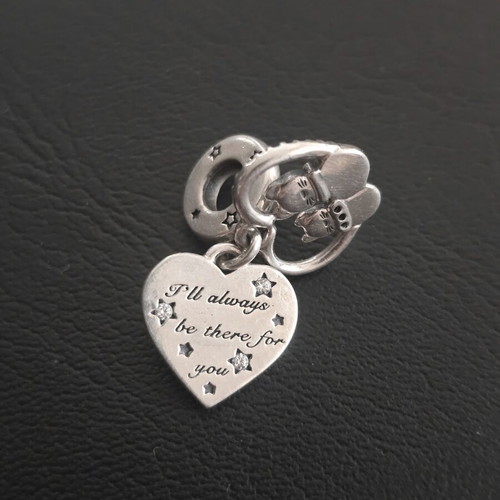 Pandora silver charm with two cats like new