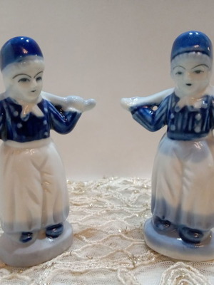 Vintage σετ 2 τεμαχίων διακοσμητικών Delft Blue χειροποίητα από την Ολλανδία