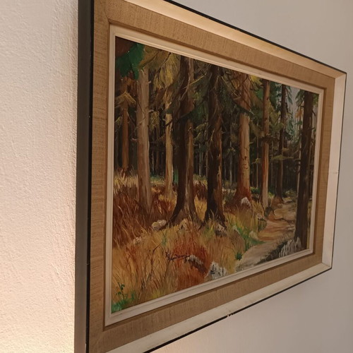 Oil painting used by K.Karathanasis, theme forest, 50x70cm