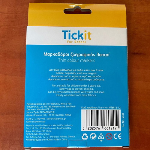 Tickit Thin Colour Markers pack of 12 new