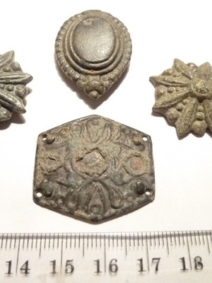 Lot of 4 used bronze revival appliques
