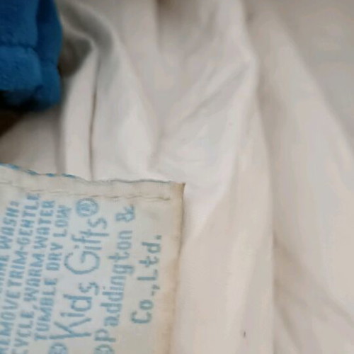Paddington Bear stuffed toy used with authenticity tag