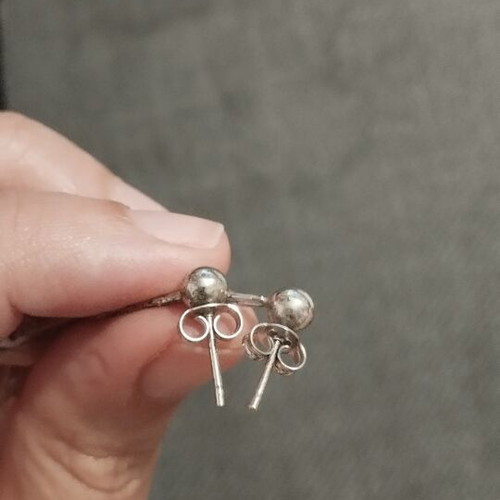 Silver 925 Earrings with White Shell-Like Elements, like new