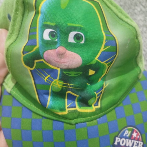 Gekko Pj Masks hat used, ages 3-7, size 52, blue and green