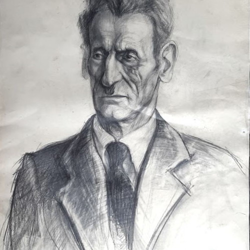 Vintage pencil portrait 1975 used, 35×45 cm