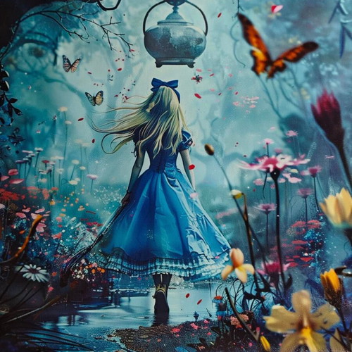 Canvas print Alice in Wonderland 30x40 like new