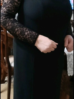 A-Style evening dress like new, black, well-tailored Spanish crepe