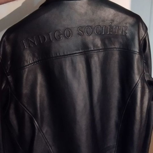 Indigo leather jacket used, black, size M