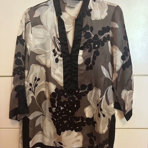 Zara Woman Luxury Silk Blend Floral Tunic Blouse like new