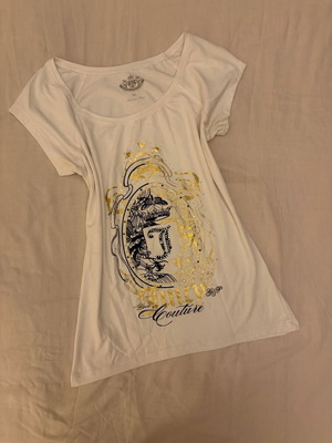 Juicy Couture μπλούζα μεταχειρισμένη, άσπρη με χρυσαφί λεπτομέρειες