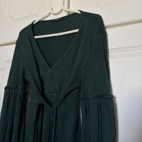 Green blouse with front tie used, Rouge Paris, small size