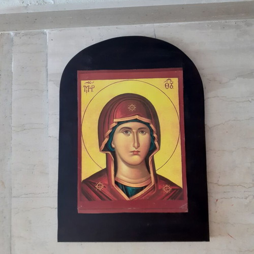 Wooden handmade religious icon new, decoupage technique
