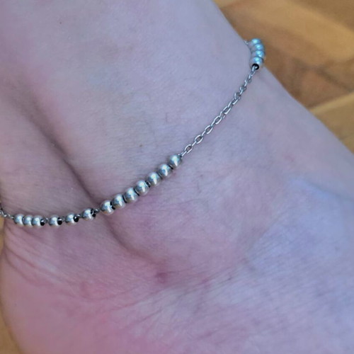 Silver Anklet 925 with 3 mm Beads like new