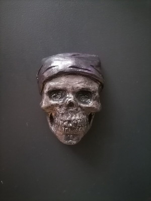 Handmade magnet made of white cement, acrylics and varnish, new