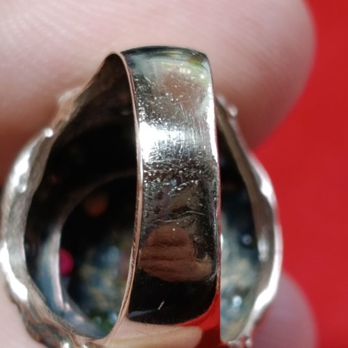 Ring with multicolored stones used, gold color, size 59