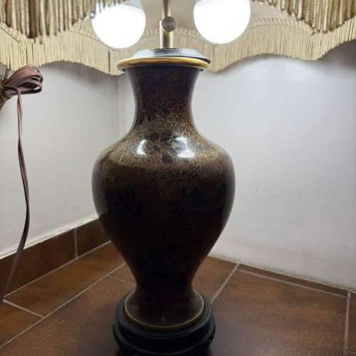Vintage table lamp with ceramic base and fabric lampshade like new