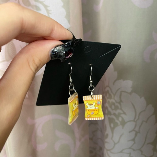 Pompompurin earrings Sanrio new handmade with steel hooks yellow and silver