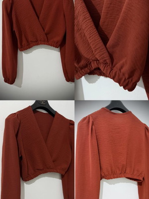 Women's blouse used with long sleeves and V-neck