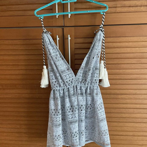 Boho Chic Crochet Beach Dress Cover-up Like New With Tassels