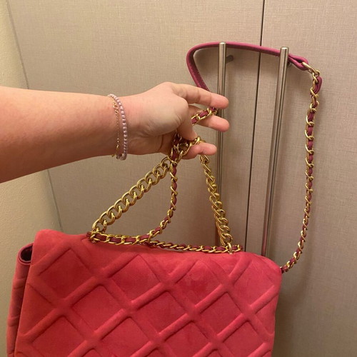 Crossbody bag pink like new, spacious with long and short strap