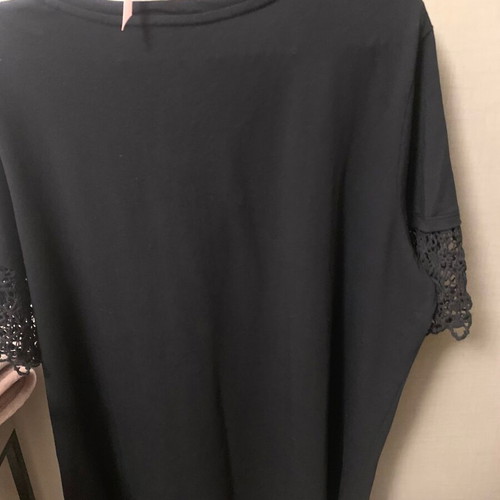 Esmara black cotton short-sleeve blouse with lace like new, XXL