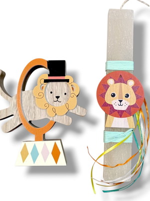 Λαμπάδα και επιτραπέζιο διακοσμητικό λιονταράκι σετ 2 τεμαχίων καινούργιο