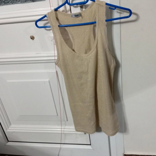 Stradivarius sleeveless women's lurex top size L like new gold