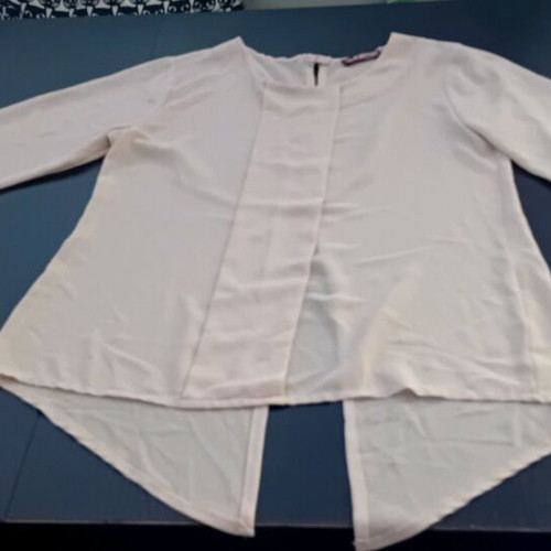 Blouse beige, like new, semi-transparent with open back