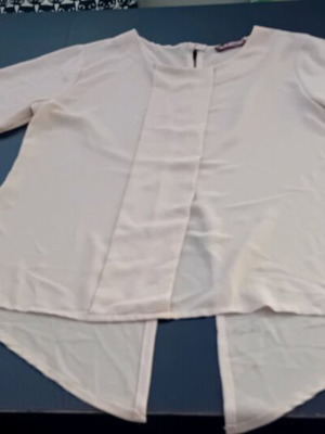 Blouse beige, like new, semi-transparent with open back