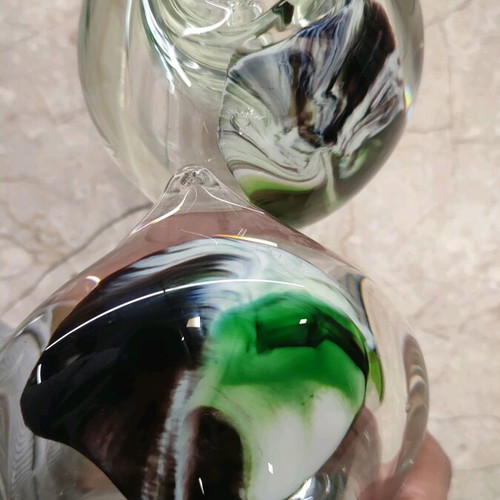 Vintage glass set Jiří Šuhájek used, vase and ashtray