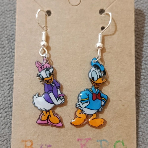 Donald and Daisy Duck handmade earrings new