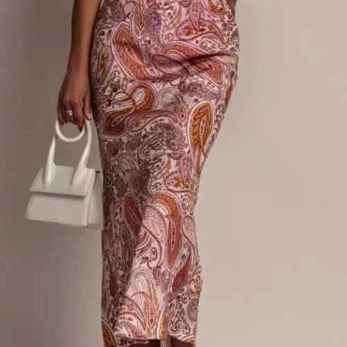 Slim long skirt, pink, size M