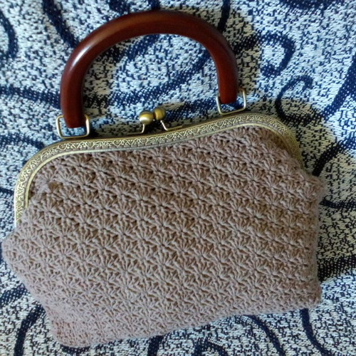 Handmade beige knitted bag for daily use new
