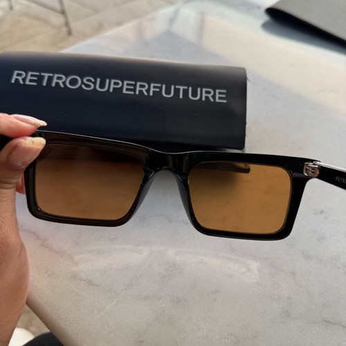 Retrosuperfuture Unisex Sunglasses with Black Acetate Frame and Brown Lens new