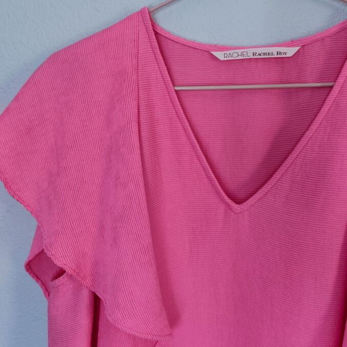 Rachel Roy hot pink top with ruffles XL