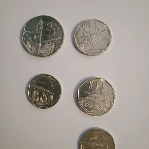 Cuban coins used, lot of five centavos 2000-2006