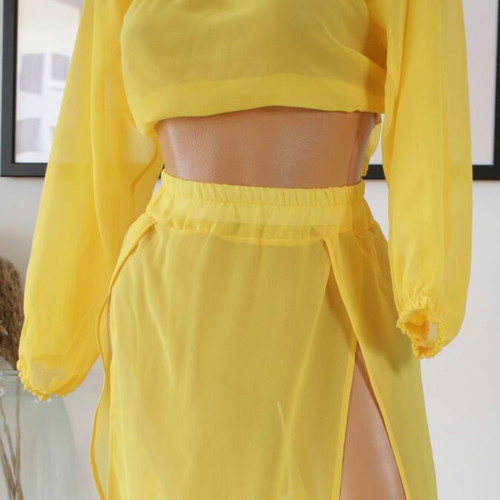 Beachwear pants with yellow transparent top new