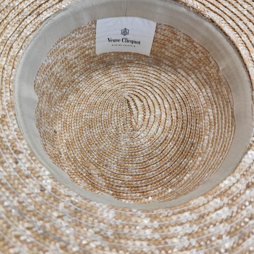 Straw hat Veuve Clicquot Champagne new, beige and yellow