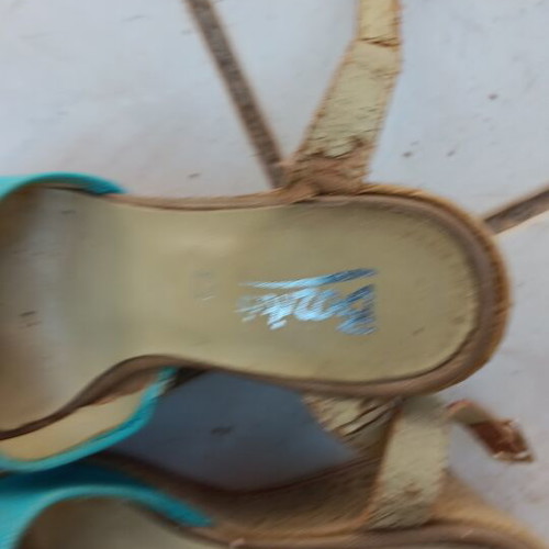 Bozikis platform sandals size 37-38, beige and blue