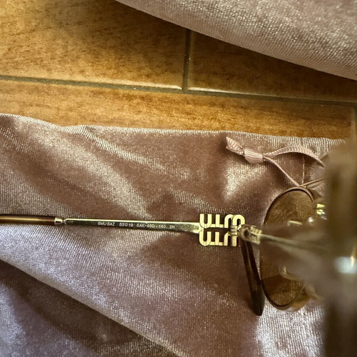 Miu Miu sunglasses, gold, with case, pouch and box