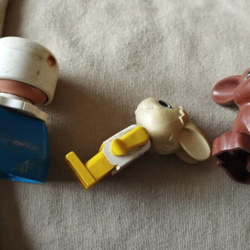 Vintage Lego figures used, pack of 3, 1980s decade