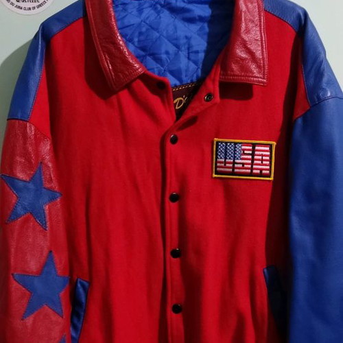 College jacket lined with leather and felt size M