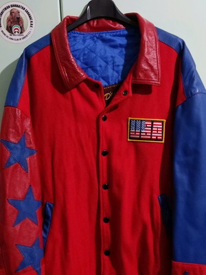 College jacket lined with leather and felt size M