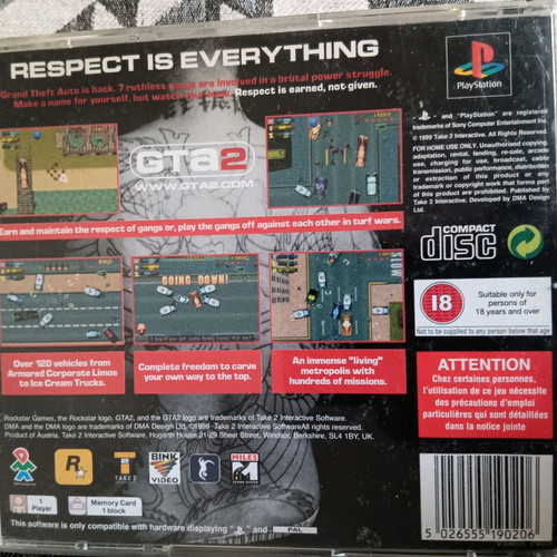 GTA2 Grand Theft Auto 2 PS1 game used with manual